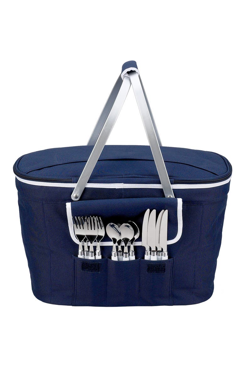 Soft Picnic Basket for Four, Alternate, color, NAVY