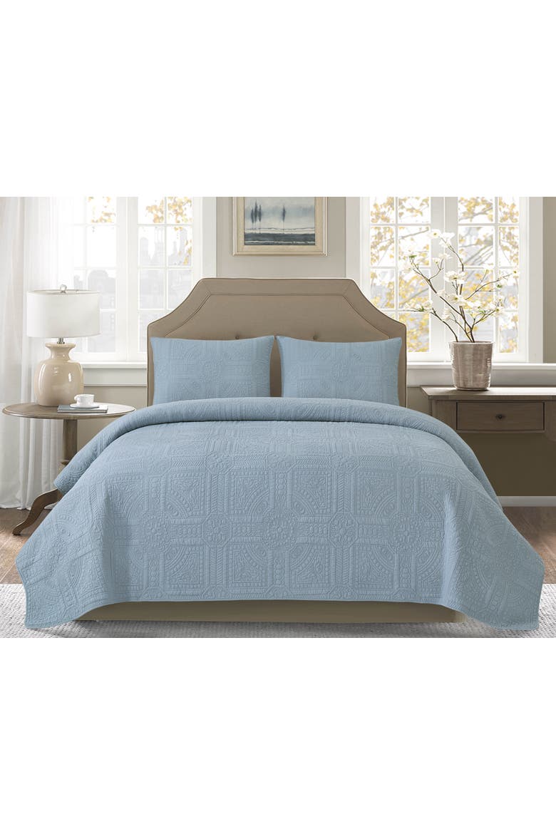 Courtyard Cornflower Twin 2-Piece Quilt Bedding Set, Alternate, color, Blue