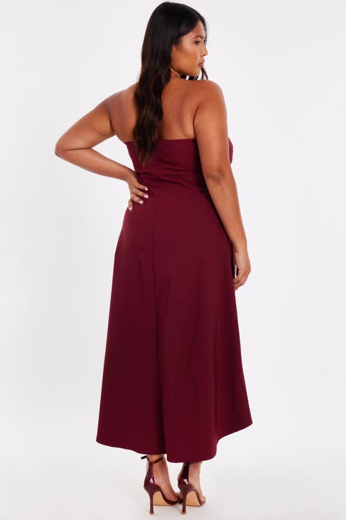 Quiz Plus Size Crepe Bandeau Midi Dress In Purple