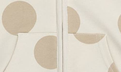 Angel Dear Beige Dot French Terry Zip Hoodie & Joggers Set In White