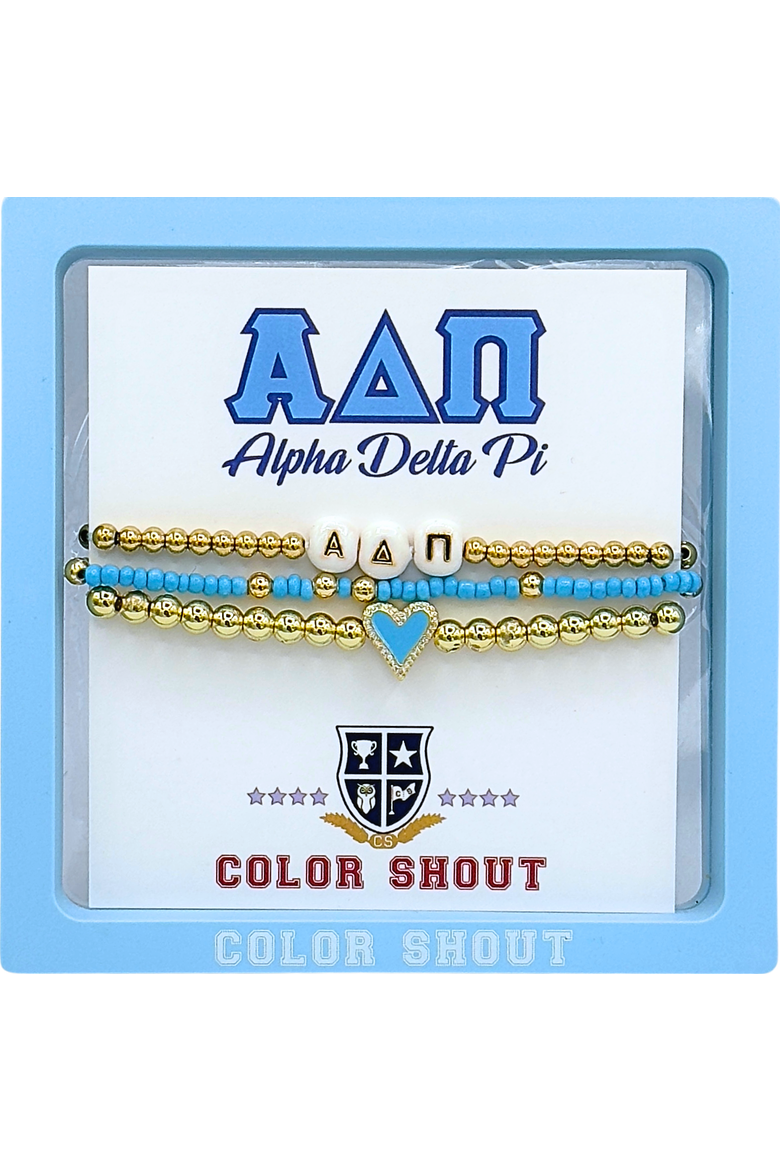 Alpha Delta Pi Love My Sorority Bracelet Stack, Alternate, color, Yellow Gold