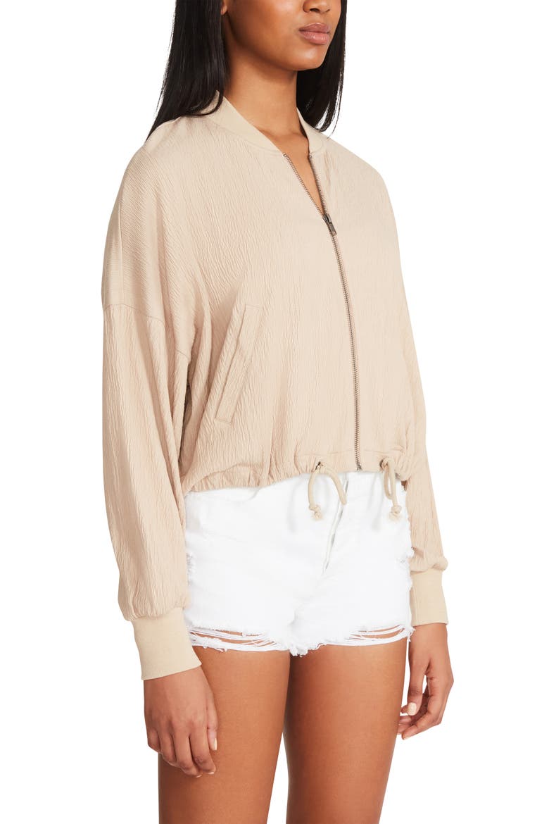 Novelty Fast Car Crop Bomber Jacket, Alternate, color, LIGHT TAN