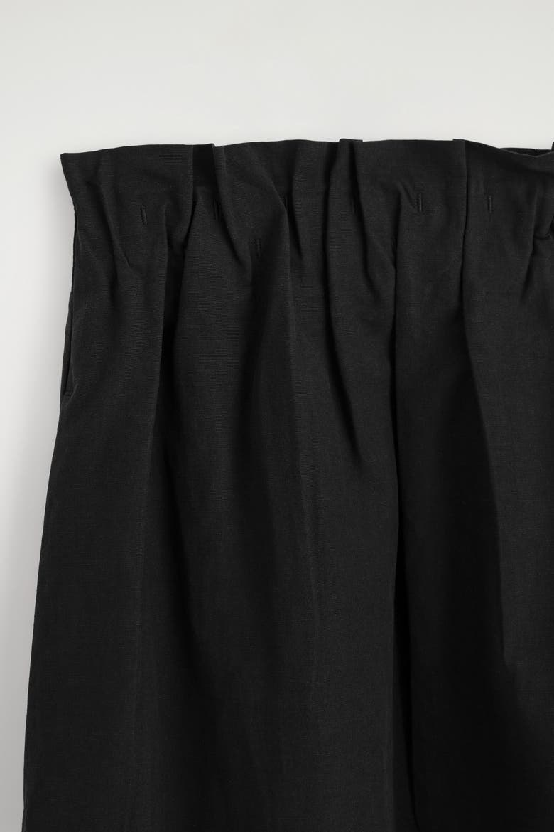 Cotton-linen Balloon Midi Skirt, Alternate, color, BLACK
