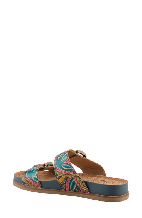 L'artiste By Spring Step Glaze Platform Slide Sandal In Blue Multi