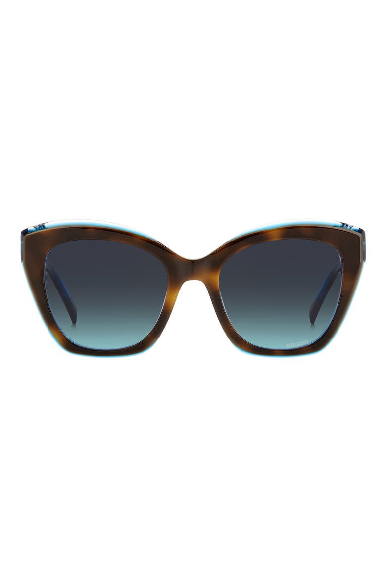 54mm Cat Eye Sunglasses, Main, color, HAVANA TEAL/ GREY SHADED BLUE