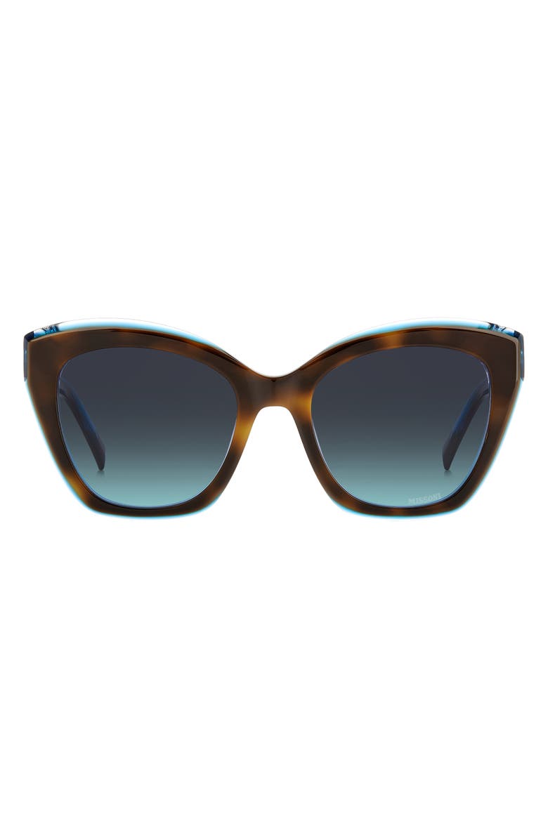 Missoni 54mm Cat Eye Sunglasses, Main, color, Havana Teal/ Grey Shaded Blue