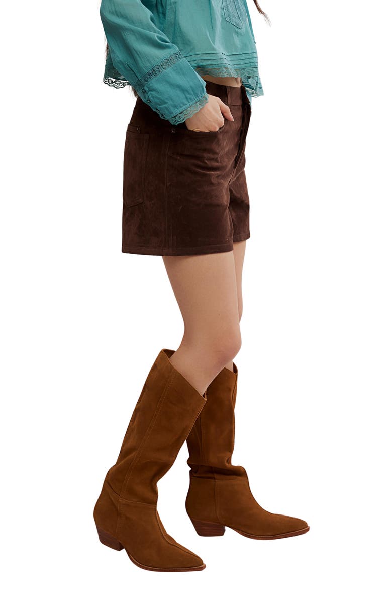 Tippi Faux Suede Shorts, Alternate, color, CHICORY COFFEE