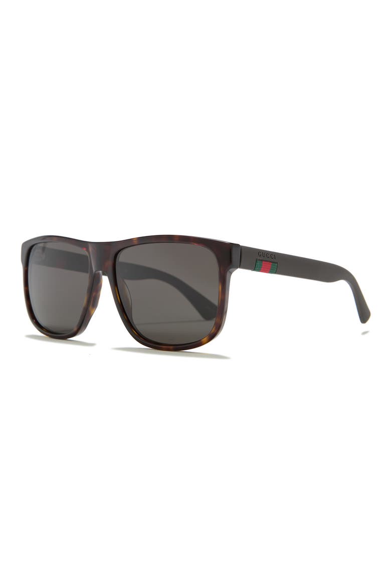 58mm Square Sunglasses, Alternate, color, DARK HAVANA