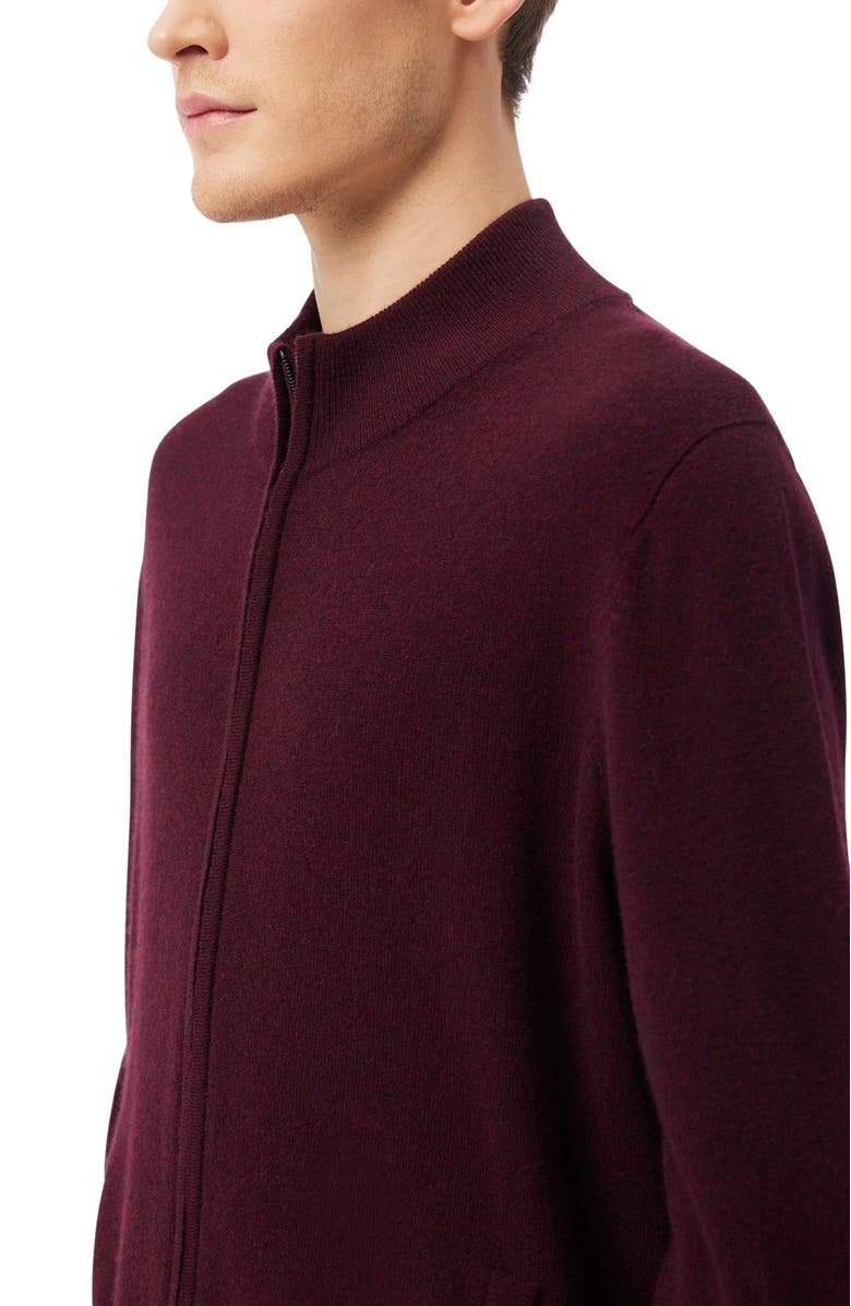 GOBI Mongolian Cashmere Essential Full-Zip Cashmere Cardigan, Alternate, color, Blackberry Wine