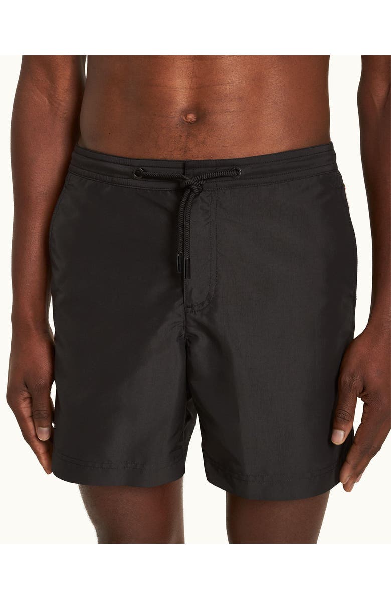 Orlebar Brown Bulldog Drawcord Mid-Length Lightweight Drawcord Swim Shorts, Alternate, color, Black