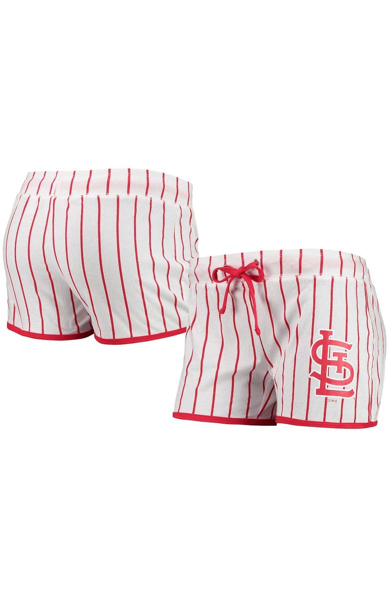 CONCEPTS SPORT Women's Concepts Sport White St. Louis Cardinals Vigor Pinstripe Sleep Shorts, Main, color, White