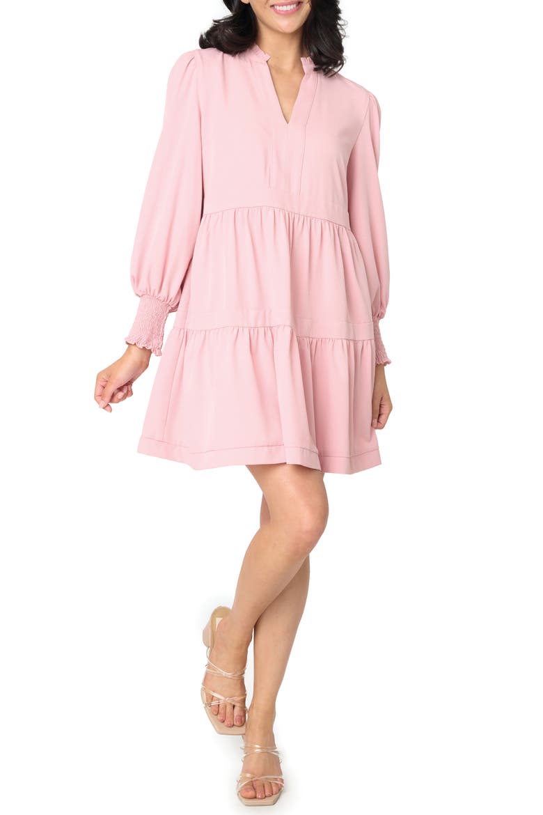 Long Sleeve Minidress, Main, color, ROSE