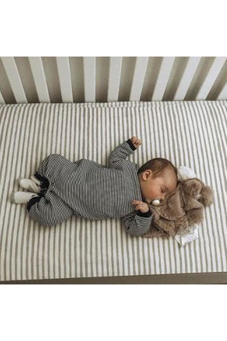 Baby Fitted Waterproof Crib Sheet Set 2 Pack, Alternate, color, Taupe Stripes & Splash
