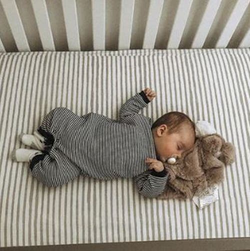 Ely's & Co. Patent Pending Waterproof Crib Sheet In Taupe Stripes & Splash