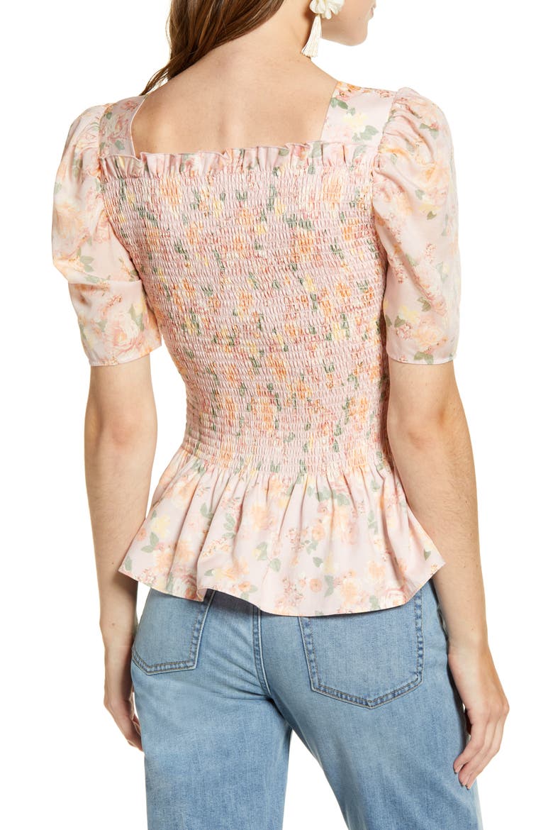 Square Neck Smock Top, Alternate, color, MAUVE CHALK RIVIERA FLORAL