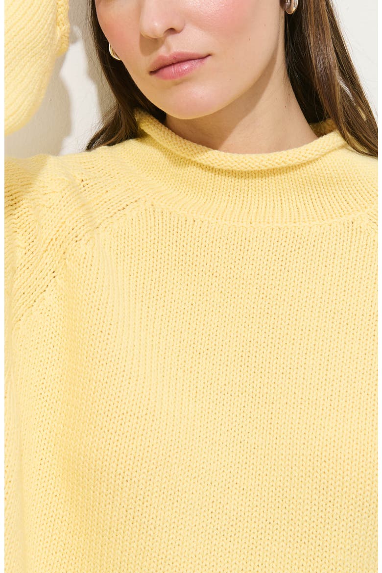 Eastport Roll Trim Long Sleeve Sweater, Alternate, color, DOUBLE CREAM