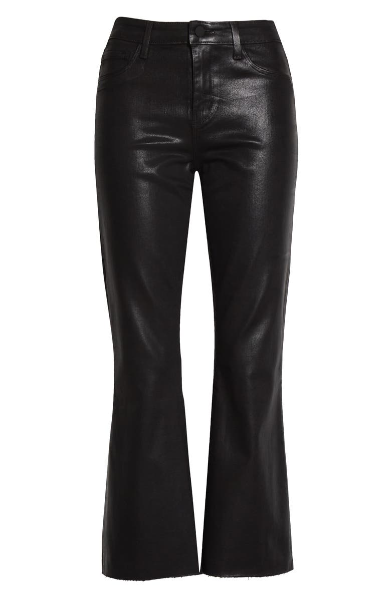 L'AGENCE Kendra Coated High Waist Crop Flare Jeans, Alternate, color, Noir Coated