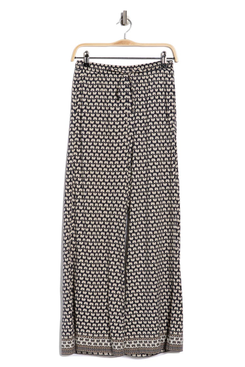 Drawstring Wide Leg Pants, Alternate, color, NAVY/ CAMEL