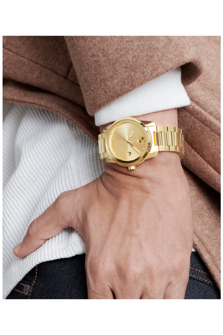 Bold Verso Bracelet Watch, 42mm, Alternate, color, GOLD DIAL
