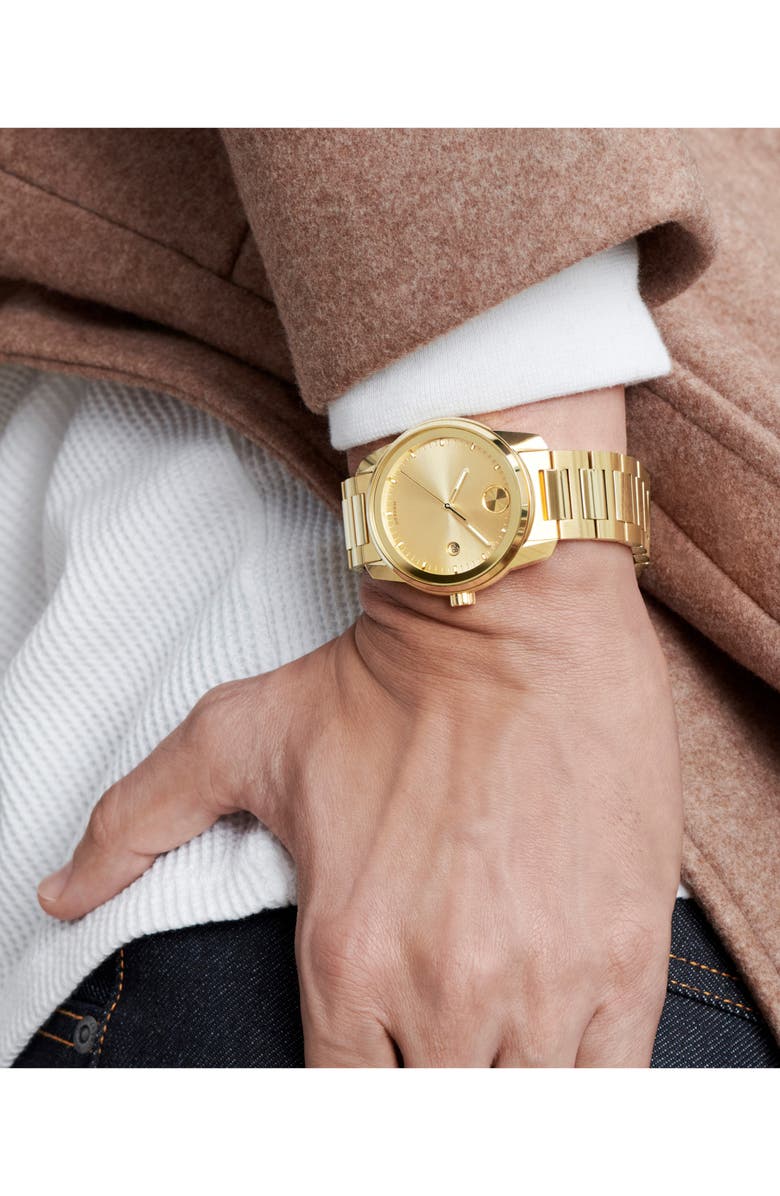 Movado Bold Verso Bracelet Watch, 42mm, Alternate, color, Gold Dial