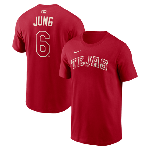 Men's Nike Josh Jung Red Texas Rangers 2026 City Connect Name & Number T-Shirt