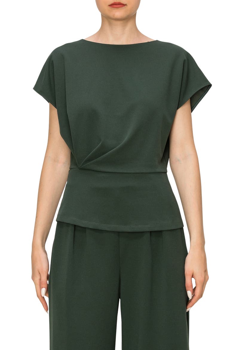 Short Sleeve Gathered Peplum Top, Main, color, OLIVE
