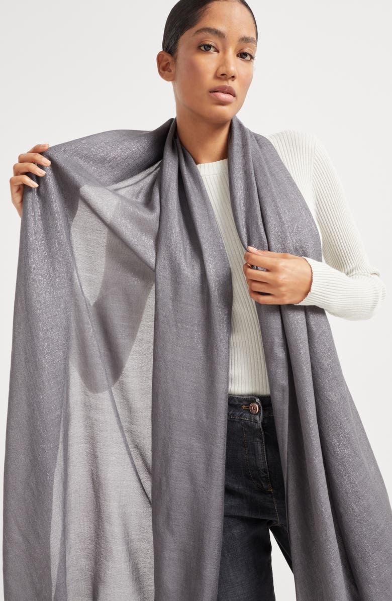 Brunello Cucinelli Sparkling scarf, Alternate, color, Anthracite