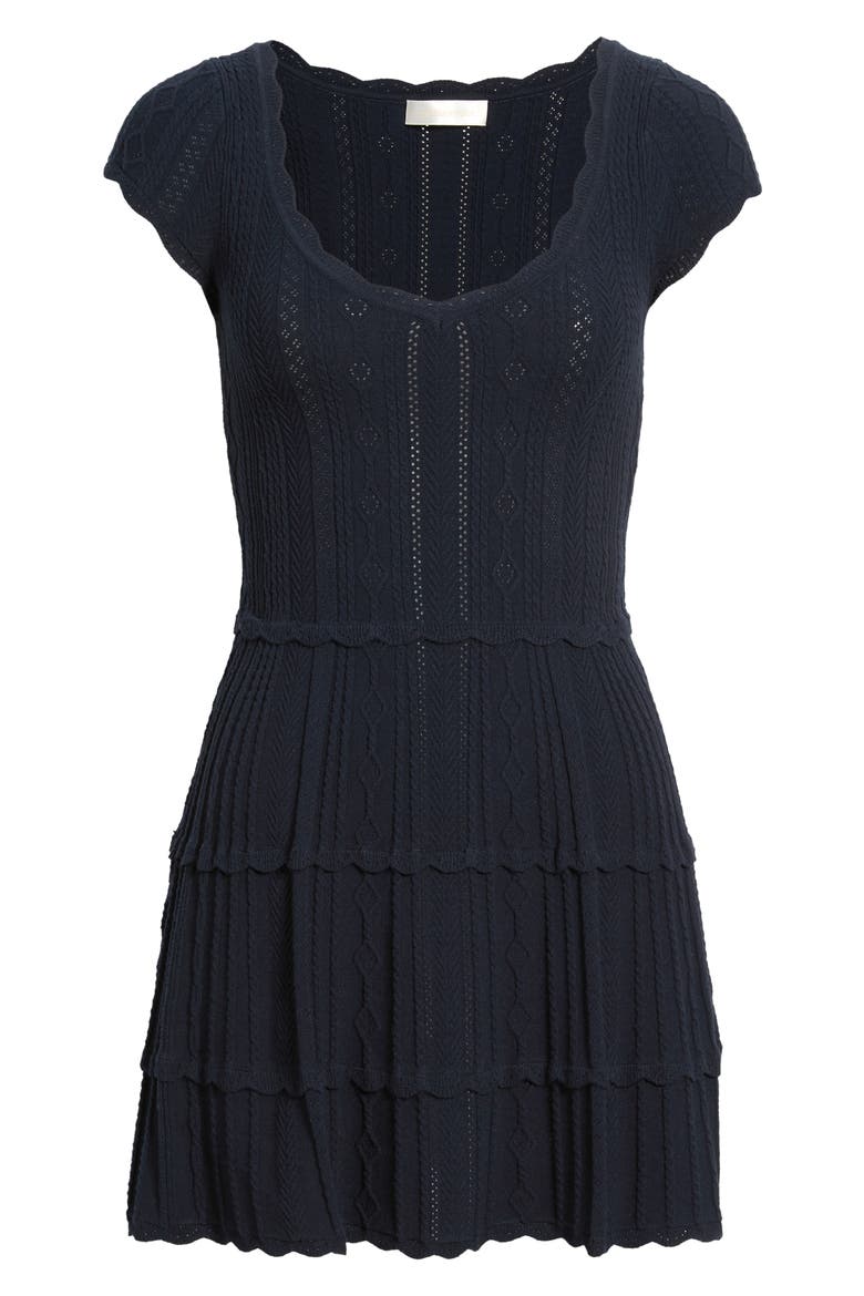 Taegan Mixed Stitch Fit & Flare Minidress, Alternate, color, MIDNIGHT KISS