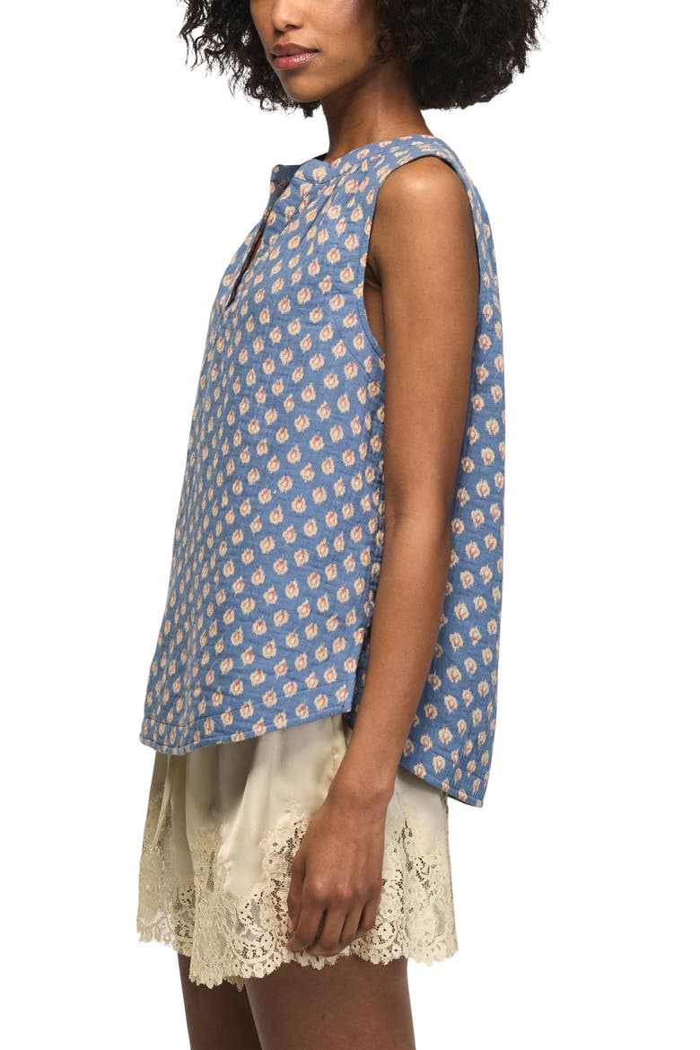 Ikat Print Sleeveless Gauze Top, Alternate, color, NAVY IKAT