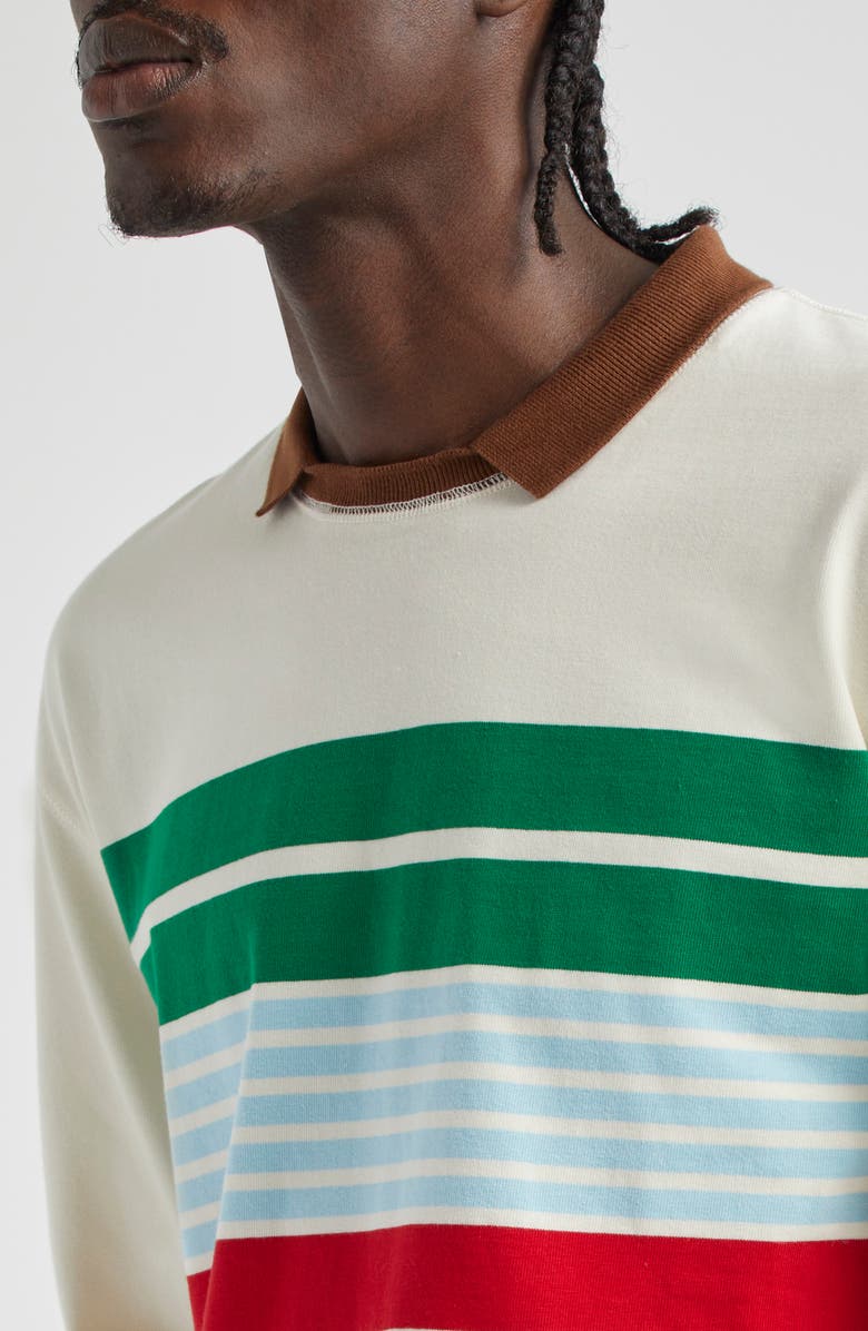 Drake's Long Sleeve Stripe Cotton Rugby T-Shirt, Alternate, color,
