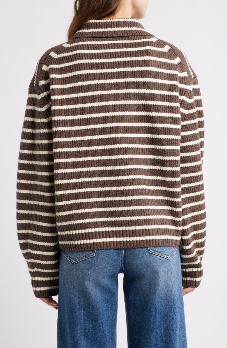 Faherty Jackson Quarter-Zip Organic Cotton Blend Pullover, Alternate, color, Mocha Stripe