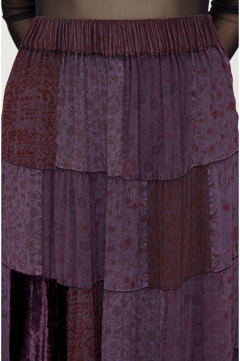 Mabel Floral Patchwork Skirt, Alternate, color, Purple