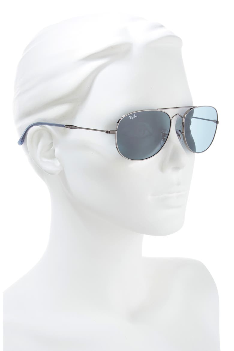 Bain Bridge 60mm Pillow Aviator Sunglasses, Alternate, color, GUNMETAL