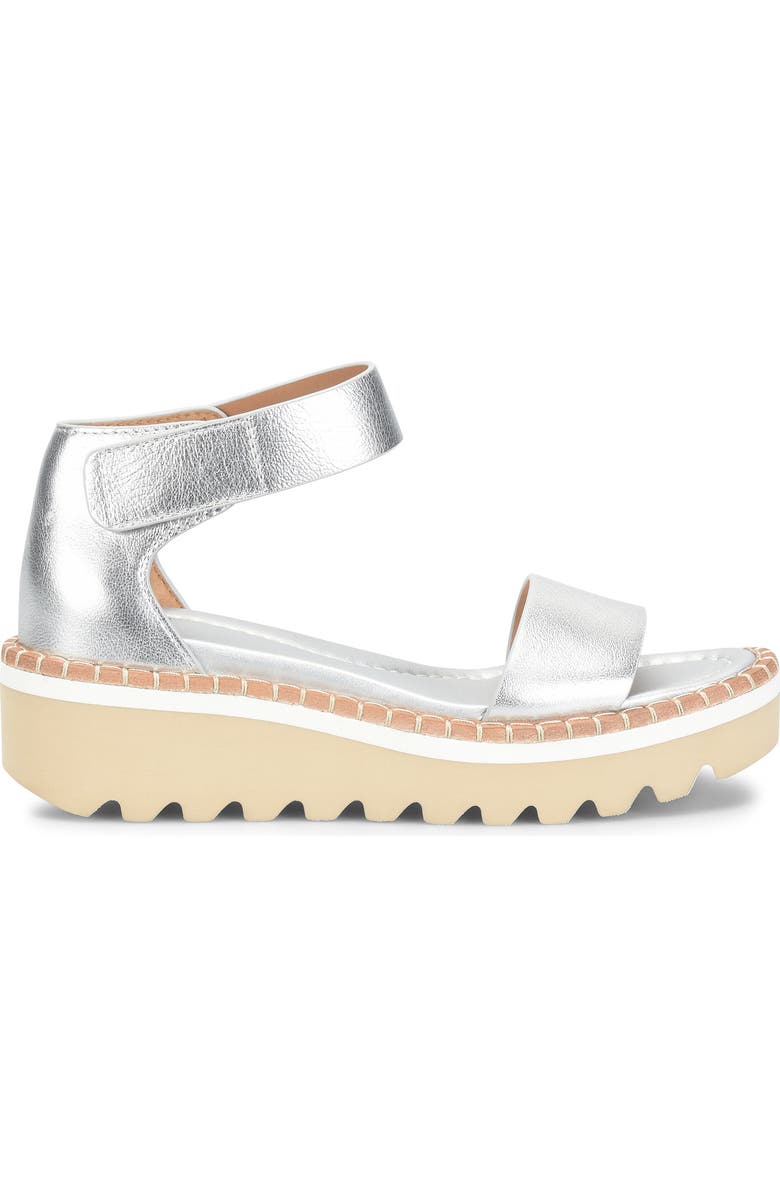 Söfft Ripley Ankle Strap Platform Wedge Sandal, Alternate, color, Silver