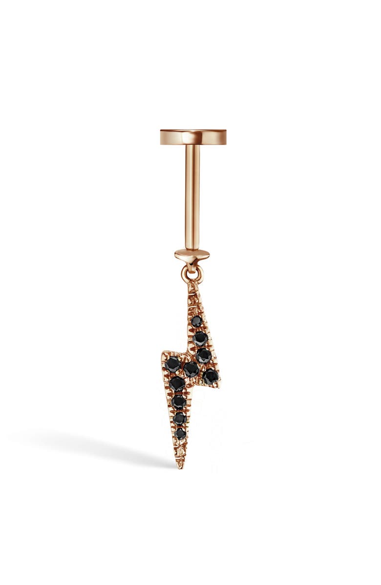 MARIA TASH Black Diamond Lightning Bolt Threader Earring, Alternate, color, Rose Gold