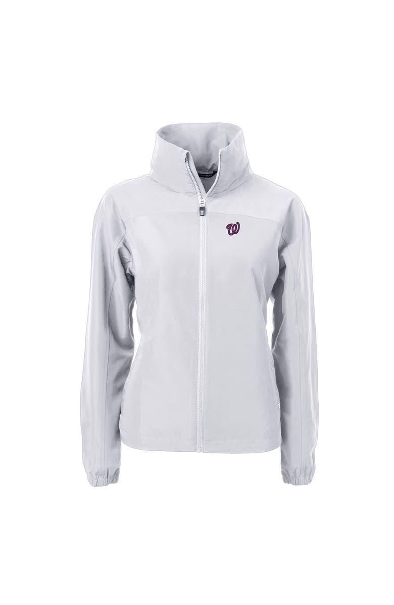 Cutter & Buck Women's Cutter & Buck Gray Washington Nationals Charter Eco Recycled Full-Zip Jacket, Alternate, color,
