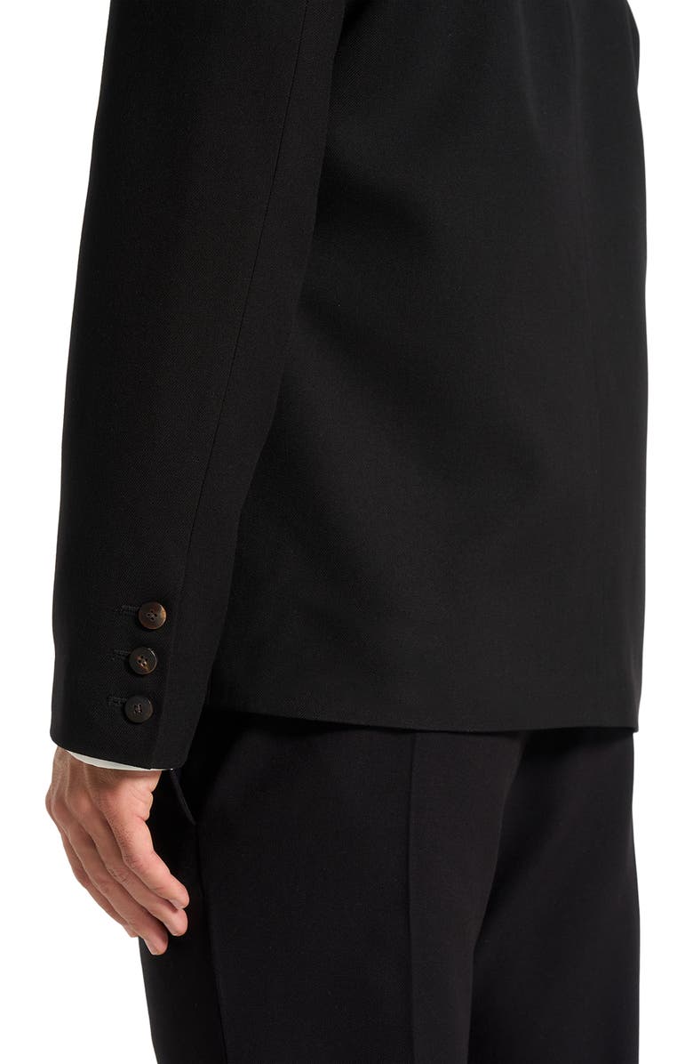 Manière De Voir Alec Double Breasted Suit Jacket With Contrast Lapel, Alternate, color, Black