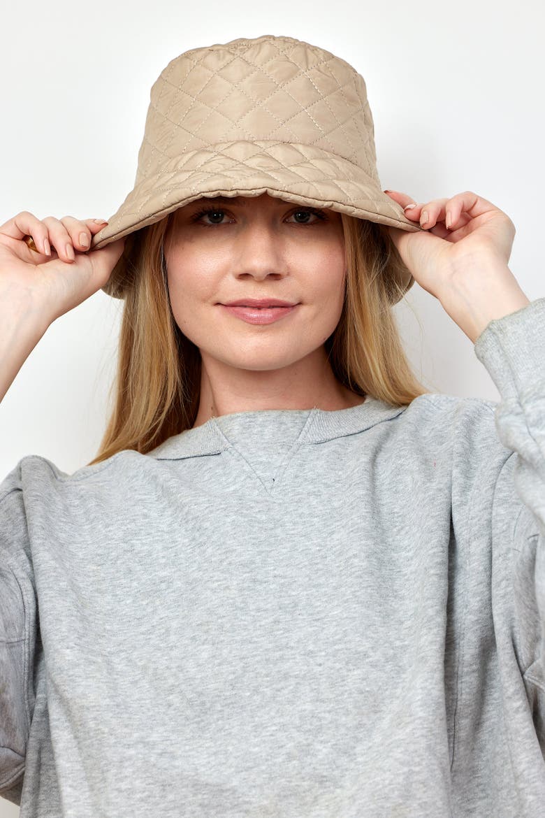 Quilted Bucket Hat, Alternate, color, Camel