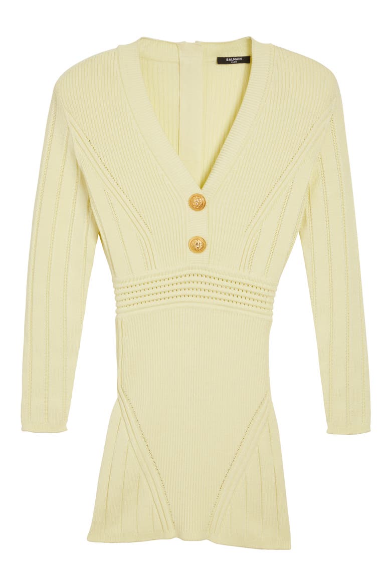Bracelet Sleeve Rib Dress, Alternate, color, LT YELLOW