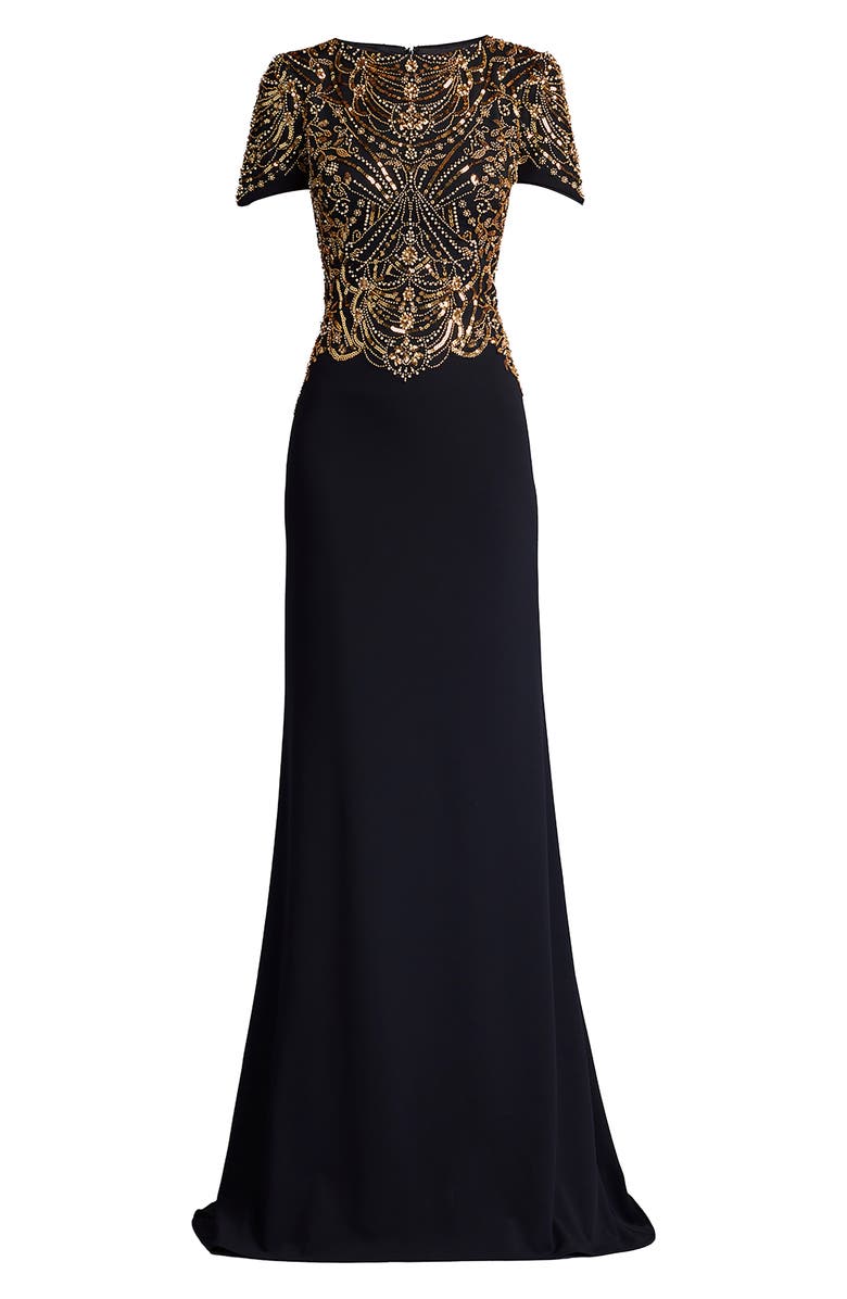Tadashi Shoji Embellished Bodice Body-Con Gown, Alternate, color, 