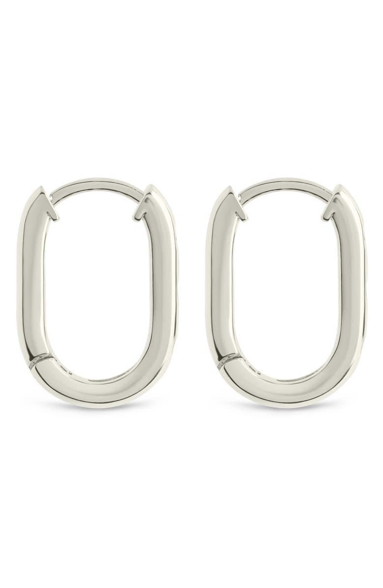 Sterling Forever Casey Cubic Zirconia Rectangular Hoop Earrings, Alternate, color, 