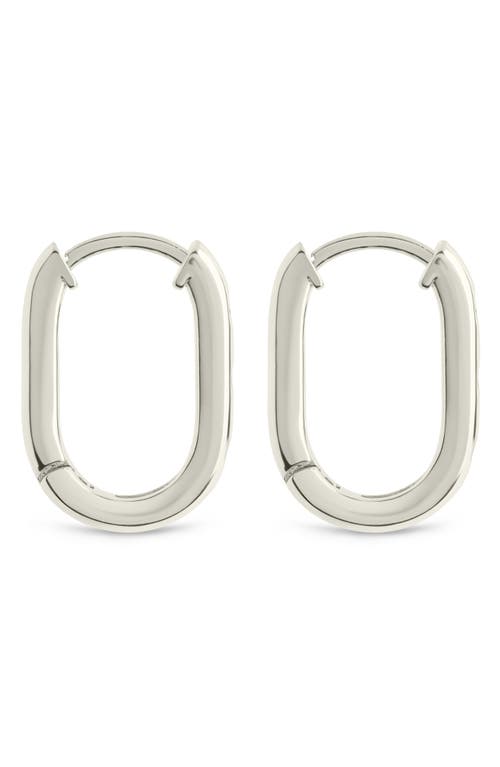 Sterling Forever Casey Cubic Zirconia Rectangular Hoop Earrings In Silver
