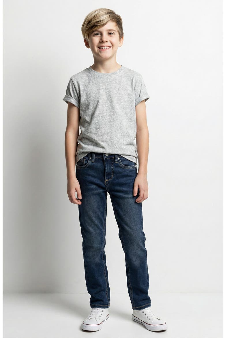 Kids' Rebel Relaxed Straight Leg Jeans, Alternate, color, DARK WASH