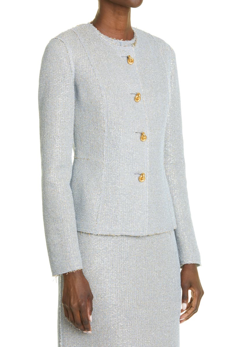 St. John Evening Metallilc Glitter Knit Jacket, Alternate, color, 