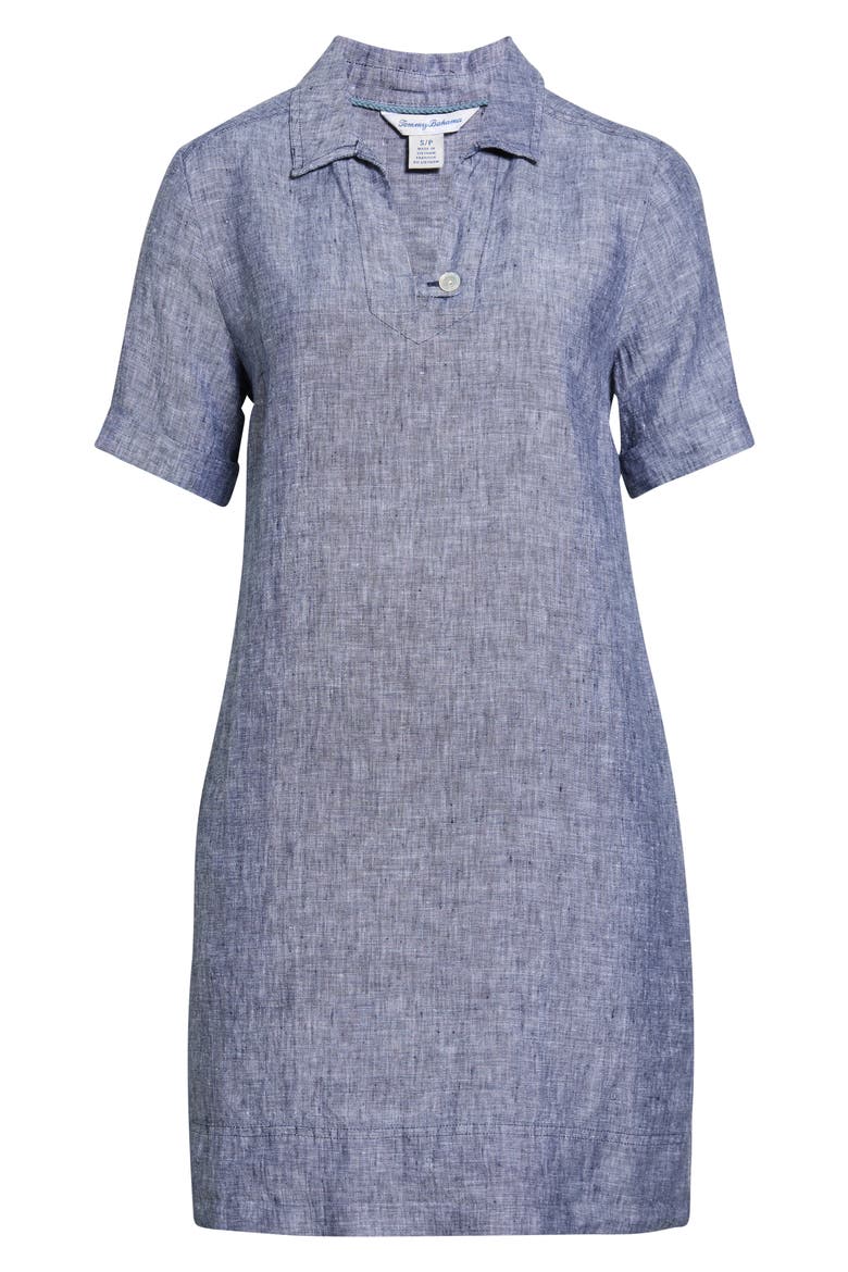 Two Palms Linen Polo Dress, Alternate, color, LT COASTLINE
