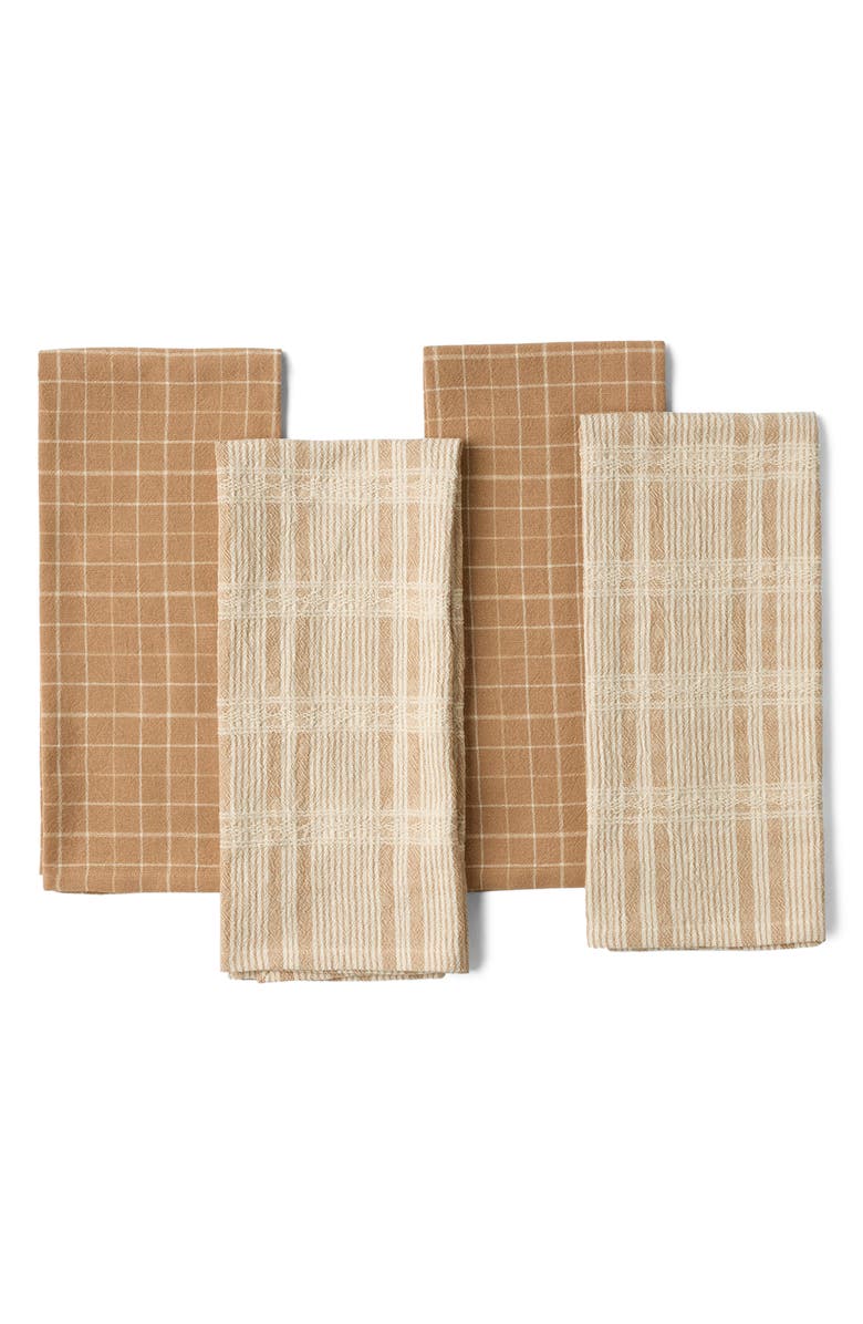 Coyuchi Clarendon Set of 4 Organic Cotton Kitchen Towels, Main, color, Ginger