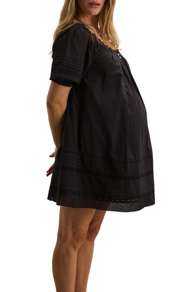 The Lottie Secret Nursing Mini Dress, Alternate, color, Black