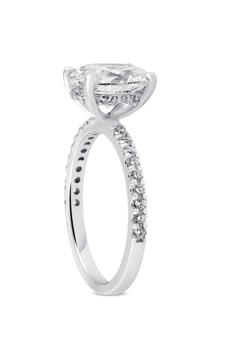 Certified 3 3/8Ct Oval Diamond Engagement Ring Hidden Halo Lab Grown Gold, Alternate, color, 14k White Gold
