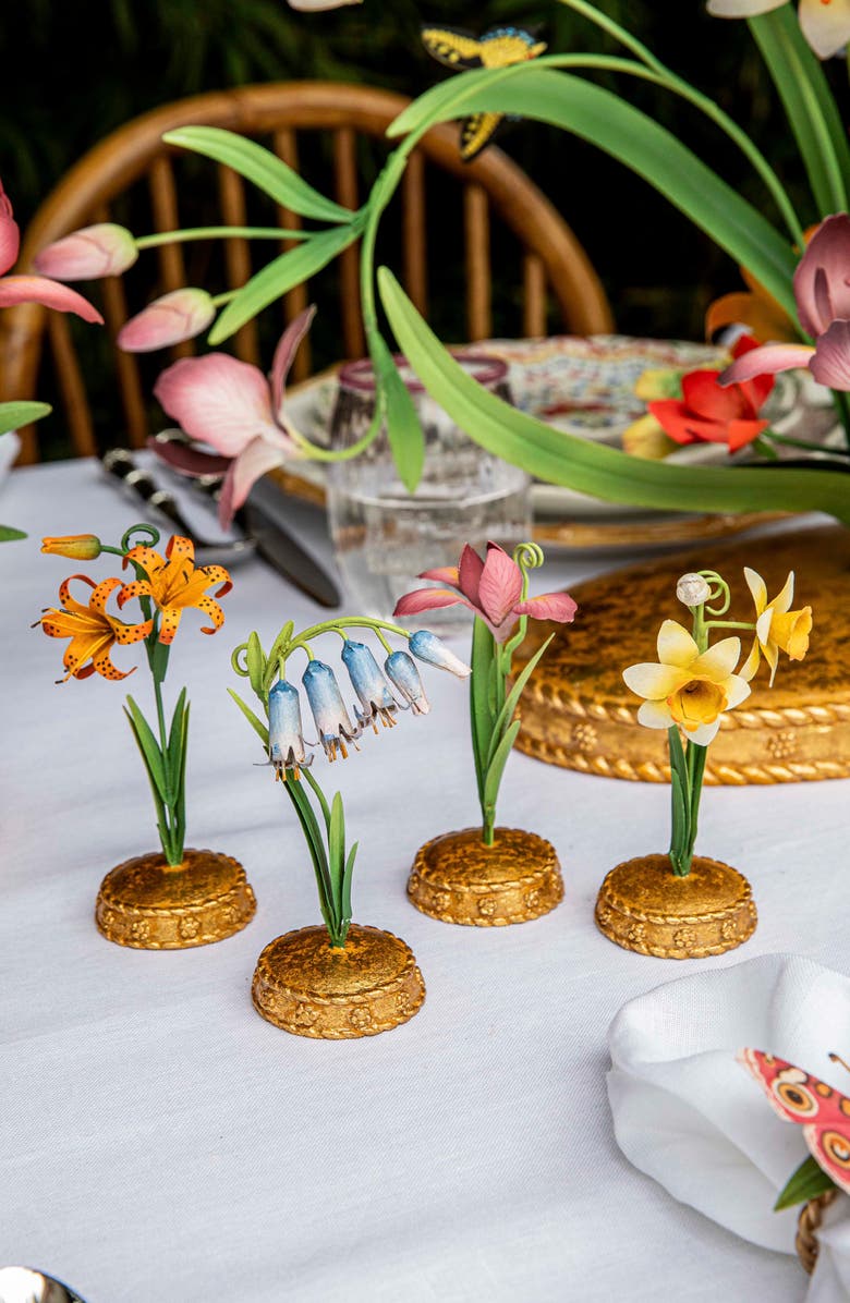 Juliska Meadow Walk Tiger Lily Place Card Holder, Alternate, color, Orange