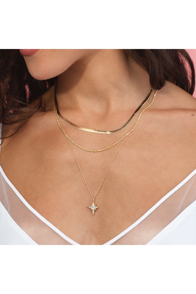 Lab Grown Diamond Starburst Necklace, Alternate, color, 14K Yellow Gold
